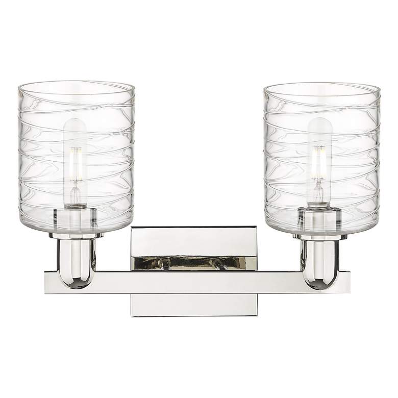 Image 2 Arcadia Cobbleskill 16"W 2-Lt Polished Nickel Vanity w/ Deco Shade more views