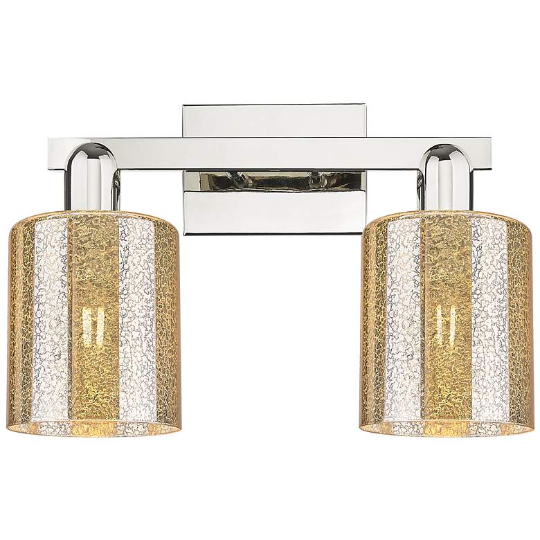 Image 1 Arcadia Cobbleskill 16"W 2-Lt Polished Nickel Vanity w/ Mercury Shade