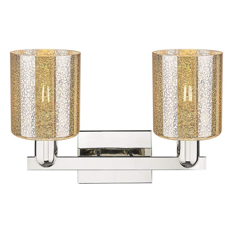 Image 2 Arcadia Cobbleskill 16"W 2-Lt Polished Nickel Vanity w/ Mercury Shade more views