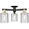 Arcadia Cobbleskill 23"W 3 Light Black Brass Semi-Flush w/ Clear Shade
