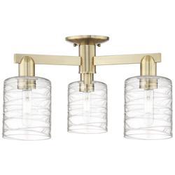 Arcadia Cobbleskill 23"W 3 Light Brass Semi-Flush w/ Deco Swirl Shade