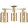 Arcadia Cobbleskill 23"W 3 Light Brass Semi-Flush w/ Mercury Shade