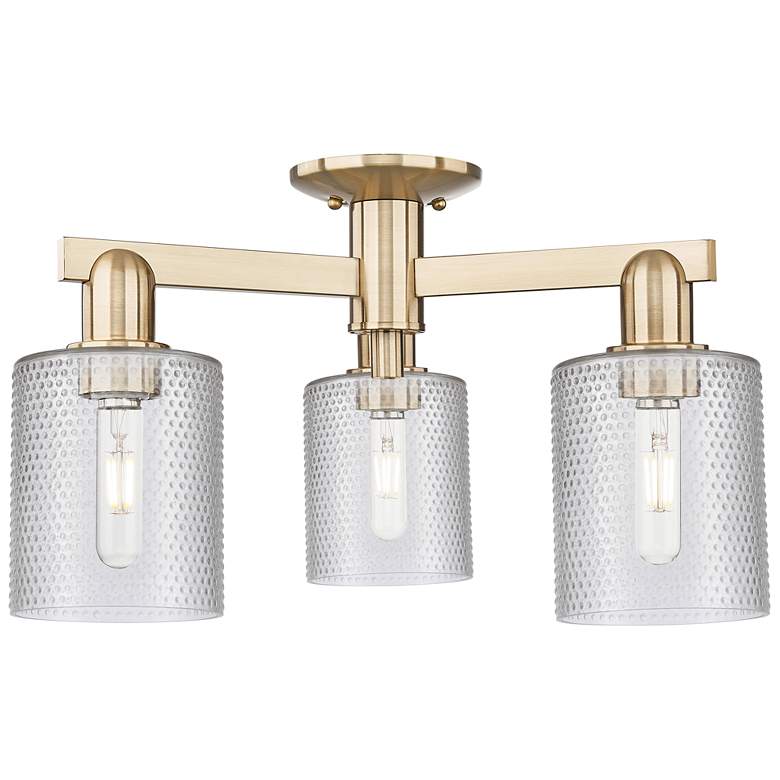 Image 1 Arcadia Cobbleskill 23"W 3 Light Bronze Semi-Flush w/ Clear Shade