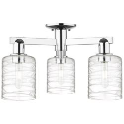 Arcadia Cobbleskill 23"W 3 Light Chrome Semi-Flush w/ Deco Swirl Shade