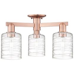 Arcadia Cobbleskill 23"W 3 Light Copper Semi-Flush w/ Deco Swirl Shade