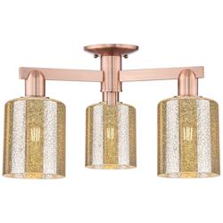 Arcadia Cobbleskill 23"W 3 Light Copper Semi-Flush w/ Mercury Shade