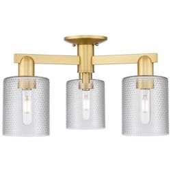 Arcadia Cobbleskill 23"W 3 Light Gold Semi.Flush Mount w/ Clear Shade