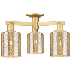 Arcadia Cobbleskill 23"W 3 Light Gold Semi-Flush w/ Mercury Shade
