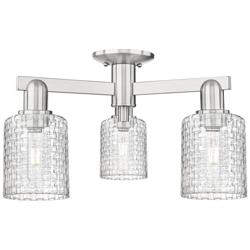 Arcadia Cobbleskill 23"W 3 Light Nickel Semi-Flush w/ Clear Shade