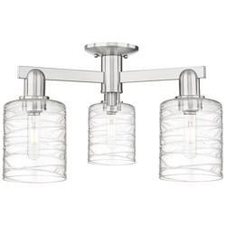 Arcadia Cobbleskill 23"W 3 Light Nickel Semi-Flush w/ Deco Swirl Shade