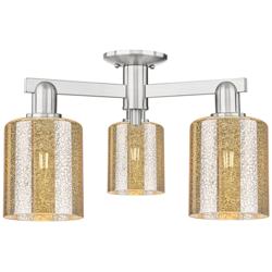 Arcadia Cobbleskill 23"W 3 Light Nickel Semi-Flush w/ Mercury Shade
