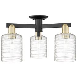 Arcadia Cobbleskill 23"W 3-Lt Black Brass Semi-Flush w/ Deco Shade