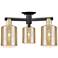 Arcadia Cobbleskill 23"W 3-Lt Black Brass Semi-Flush w/ Mercury Shade