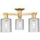 Arcadia Cobbleskill 23"W 3-Lt Brushed Brass Semi-Flush w/ Clear Shade