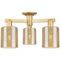 Arcadia Cobbleskill 23"W 3-Lt Brushed Brass Semi-Flush w/ Mercury Shade