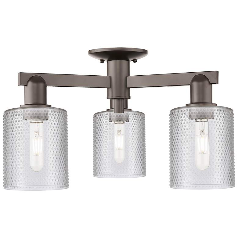 Image 1 Arcadia Cobbleskill 23"W 3-Lt Oiled Bronze Semi-Flush w/ Clear Shade