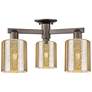 Arcadia Cobbleskill 23"W 3-Lt Oiled Bronze Semi-Flush w/ Mercury Shade