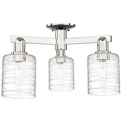 Arcadia Cobbleskill 23"W 3-Lt Polished Nickel Semi-Flush w/ Deco Shade