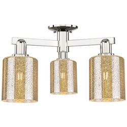 Arcadia Cobbleskill 23"W 3-Lt Polished Nickel Semi-Flush w/ Mercury Shade