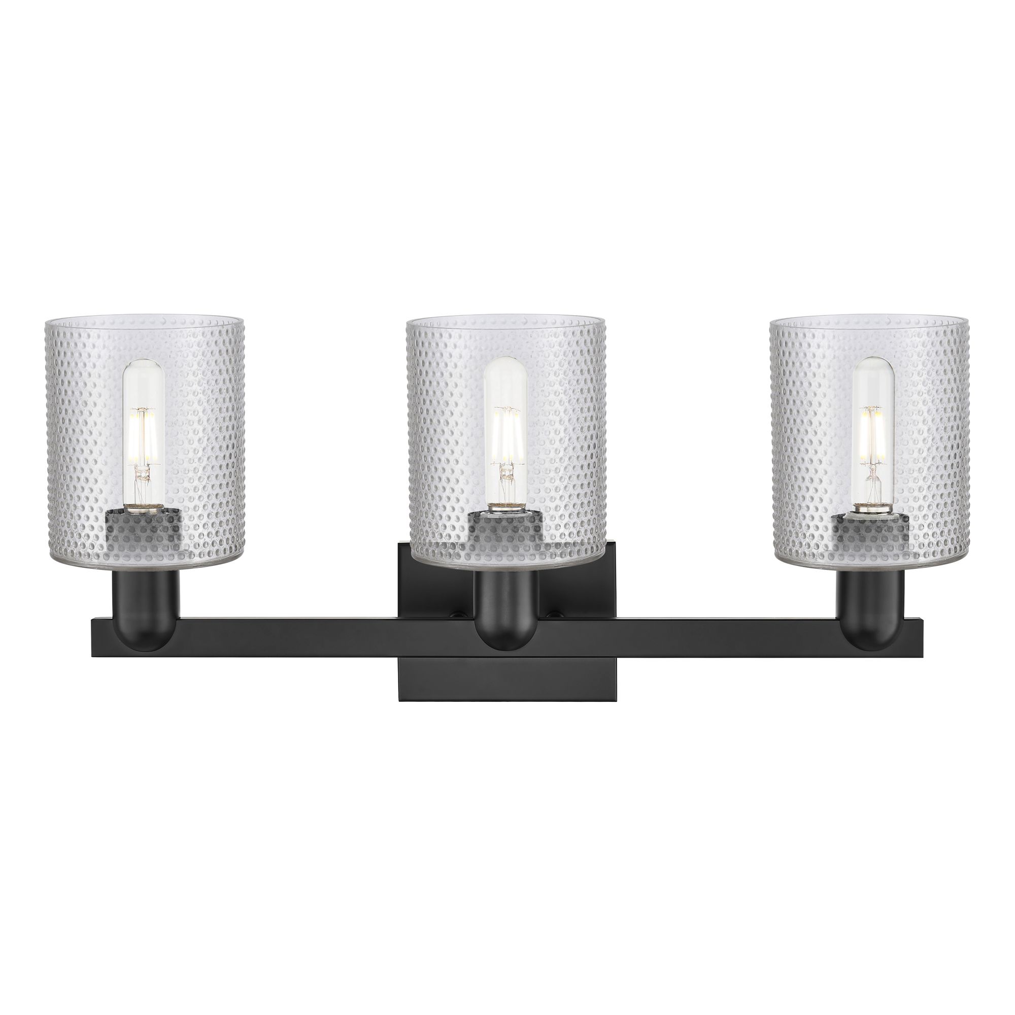 Image 2 Arcadia Cobbleskill 24"W 3 Light Black Vanity Light w/ Clear Shade more views
