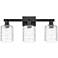 Arcadia Cobbleskill 24"W 3 Light Black Bath Light w/ Deco Swirl Shade
