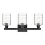 2_Arcadia Cobbleskill 24"W 3 Light Black Bath Light w/ Deco Swirl Shade more views