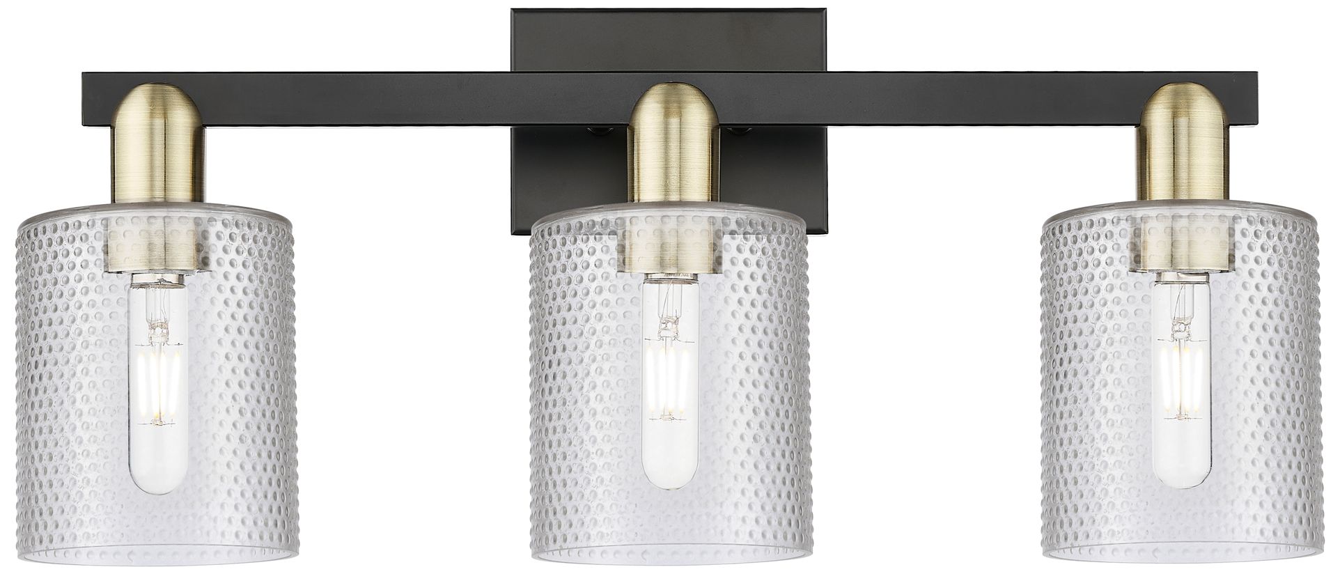 Arcadia Cobbleskill 24"W 3 Light Black Brass Bath Light w/ Clear Shade
