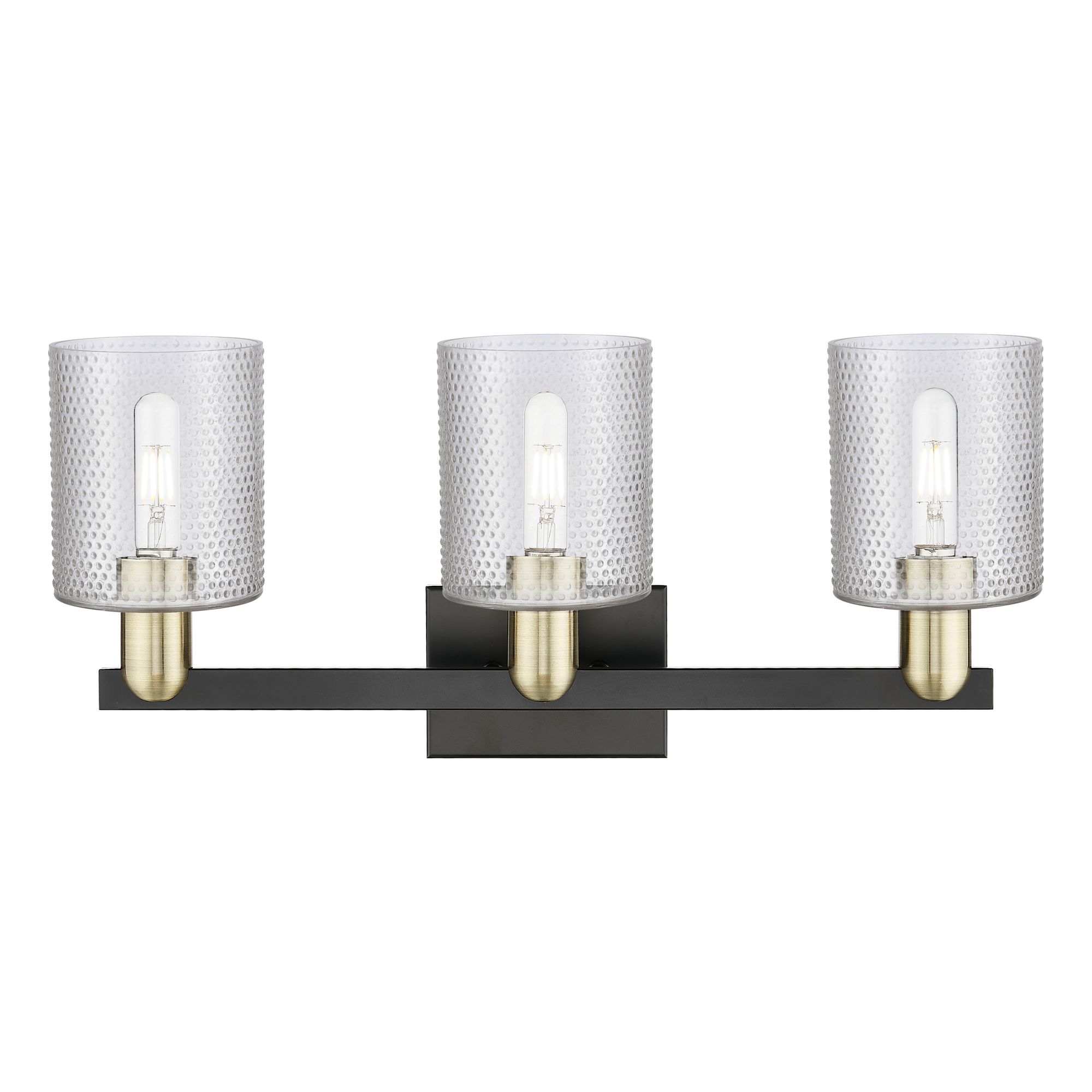 Image 2 Arcadia Cobbleskill 24"W 3 Light Black Brass Bath Light w/ Clear Shade more views