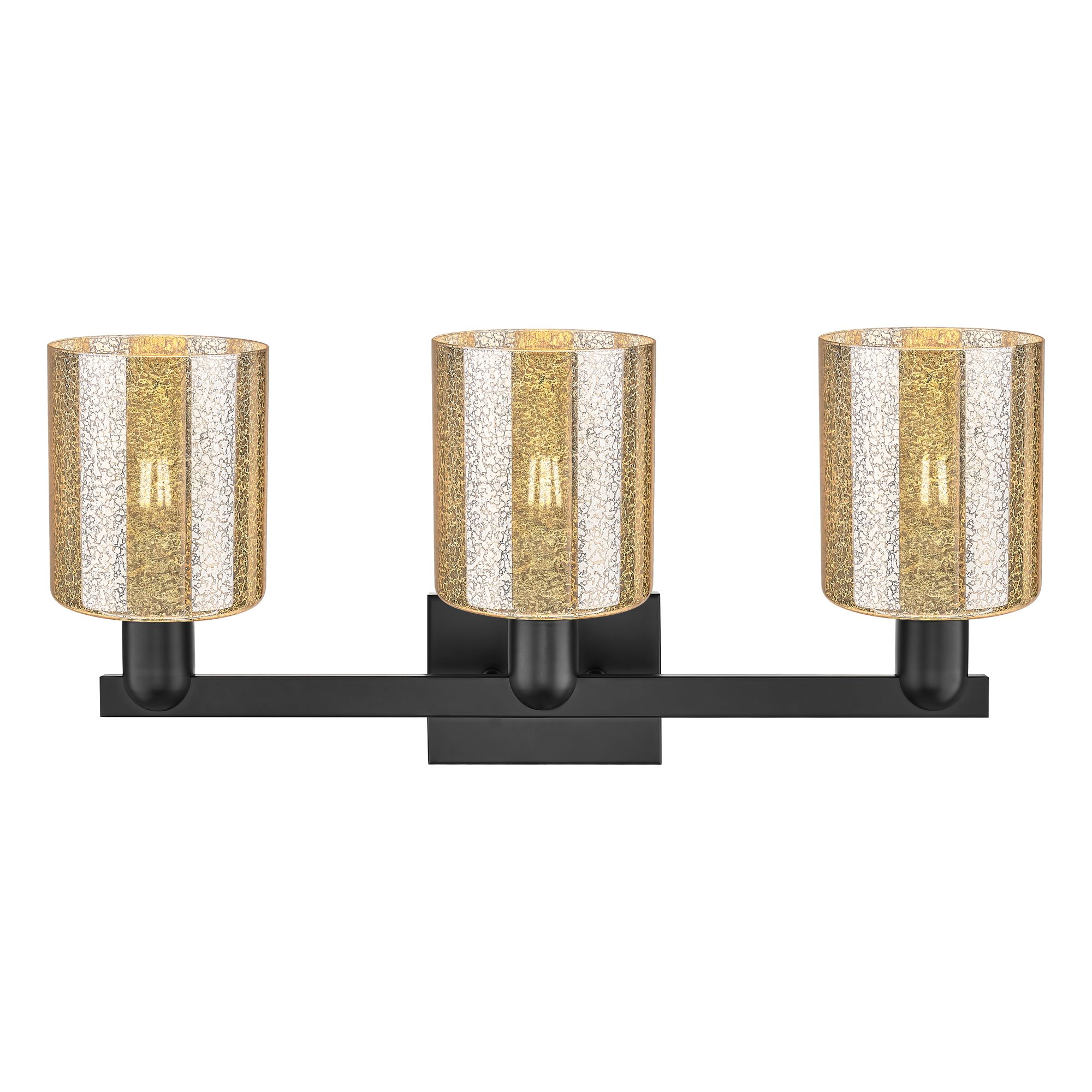 Image 2 Arcadia Cobbleskill 24"W 3 Light Black Vanity Light w/ Mercury Shade more views