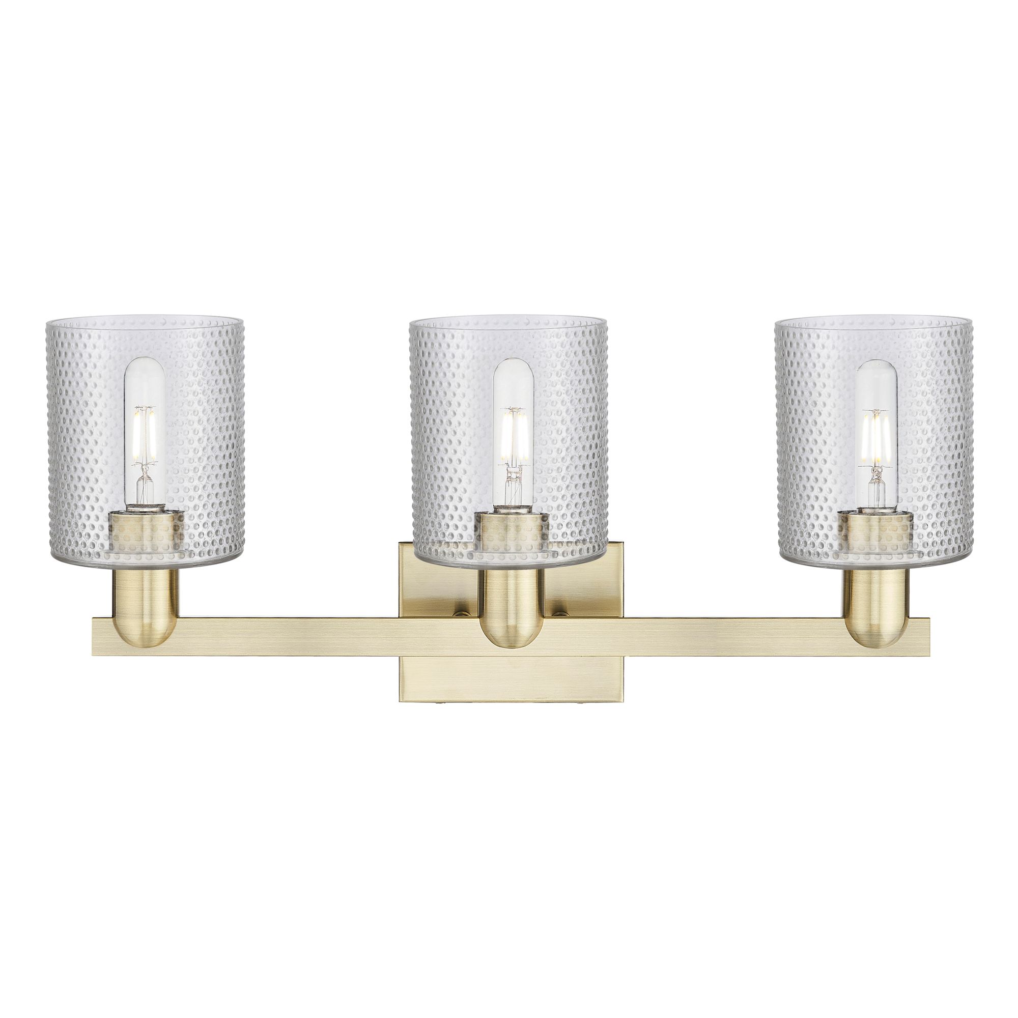 Image 2 Arcadia Cobbleskill 24"W 3 Light Brass Vanity Light With Clear Shade more views