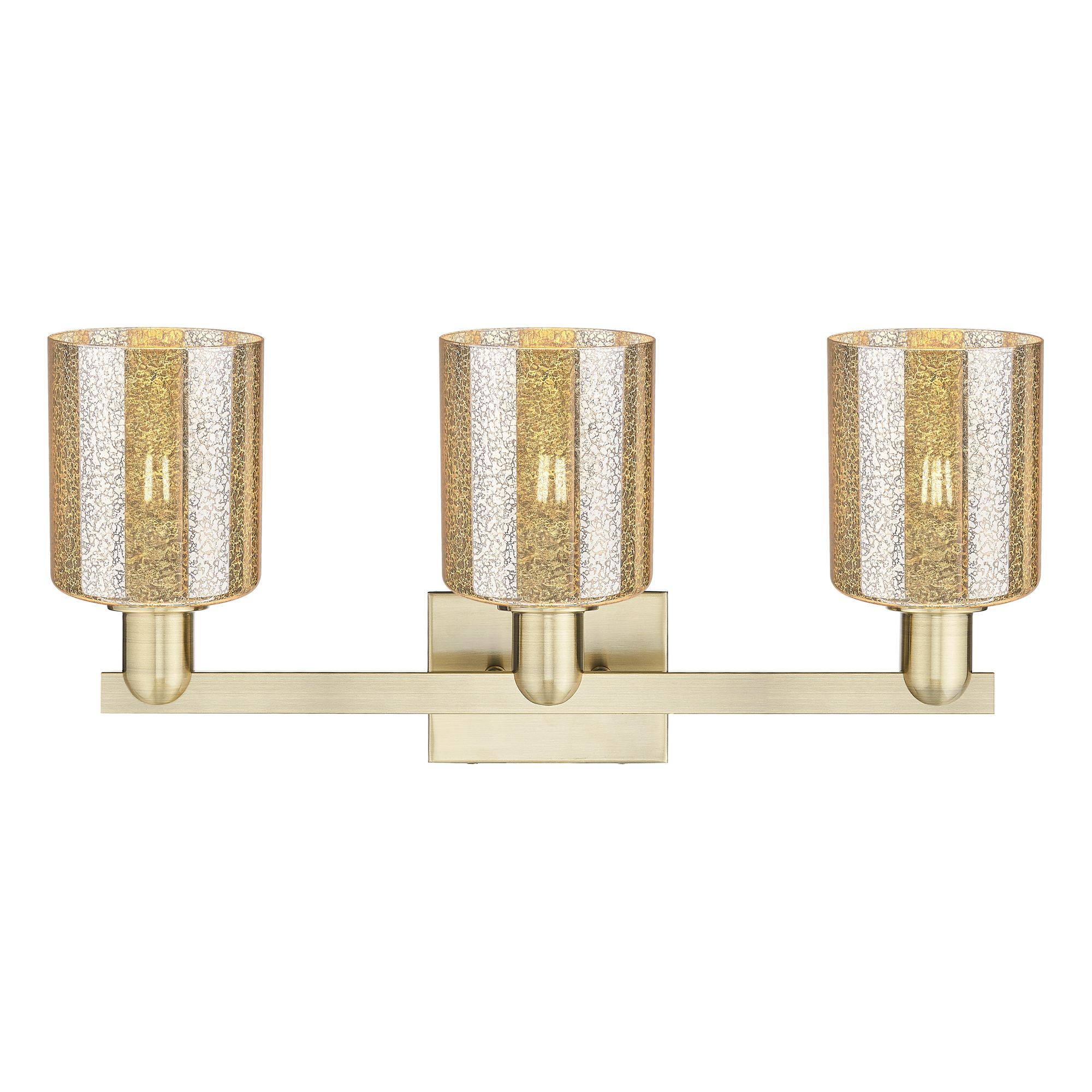Image 2 Arcadia Cobbleskill 24"W 3 Light Brass Vanity Light With Mercury Shade more views