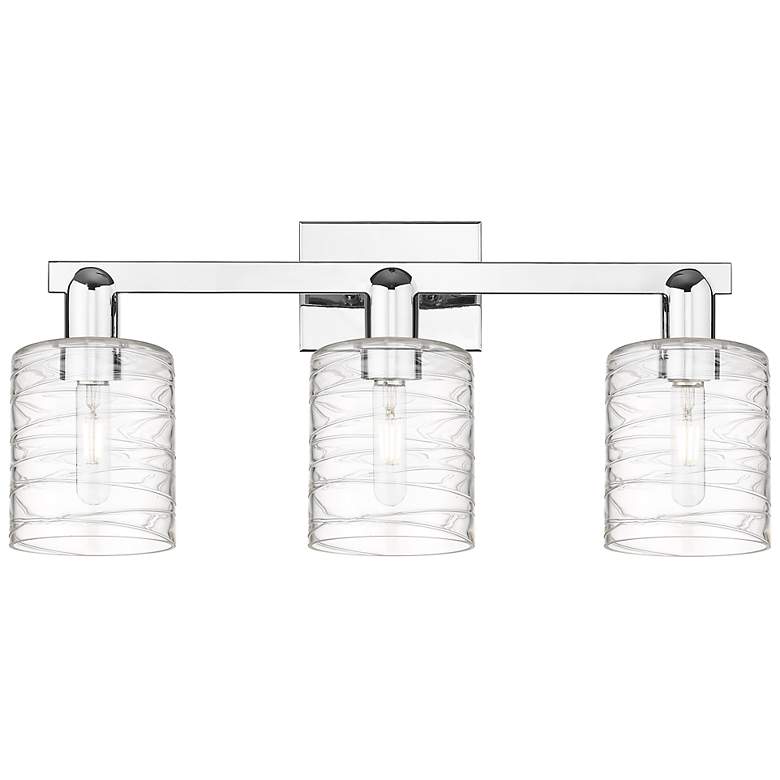 Image 1 Arcadia Cobbleskill 24"W 3 Light Chrome Bath Light w/ Deco Swirl Shade