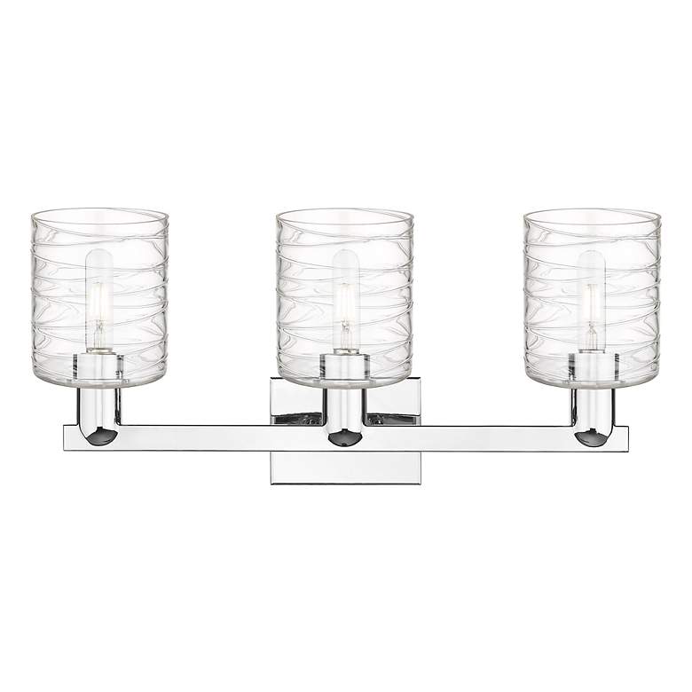 Image 2 Arcadia Cobbleskill 24"W 3 Light Chrome Bath Light w/ Deco Swirl Shade more views