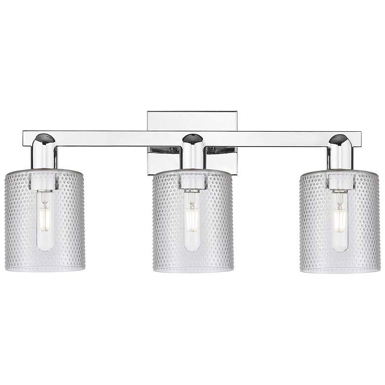 Image 1 Arcadia Cobbleskill 24"W 3 Light Chrome Vanity Light w/ Clear Shade