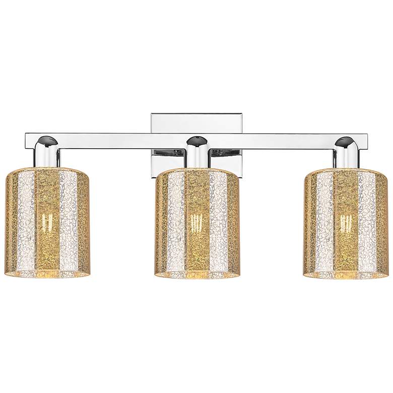 Image 1 Arcadia Cobbleskill 24"W 3 Light Chrome Vanity Light w/ Mercury Shade