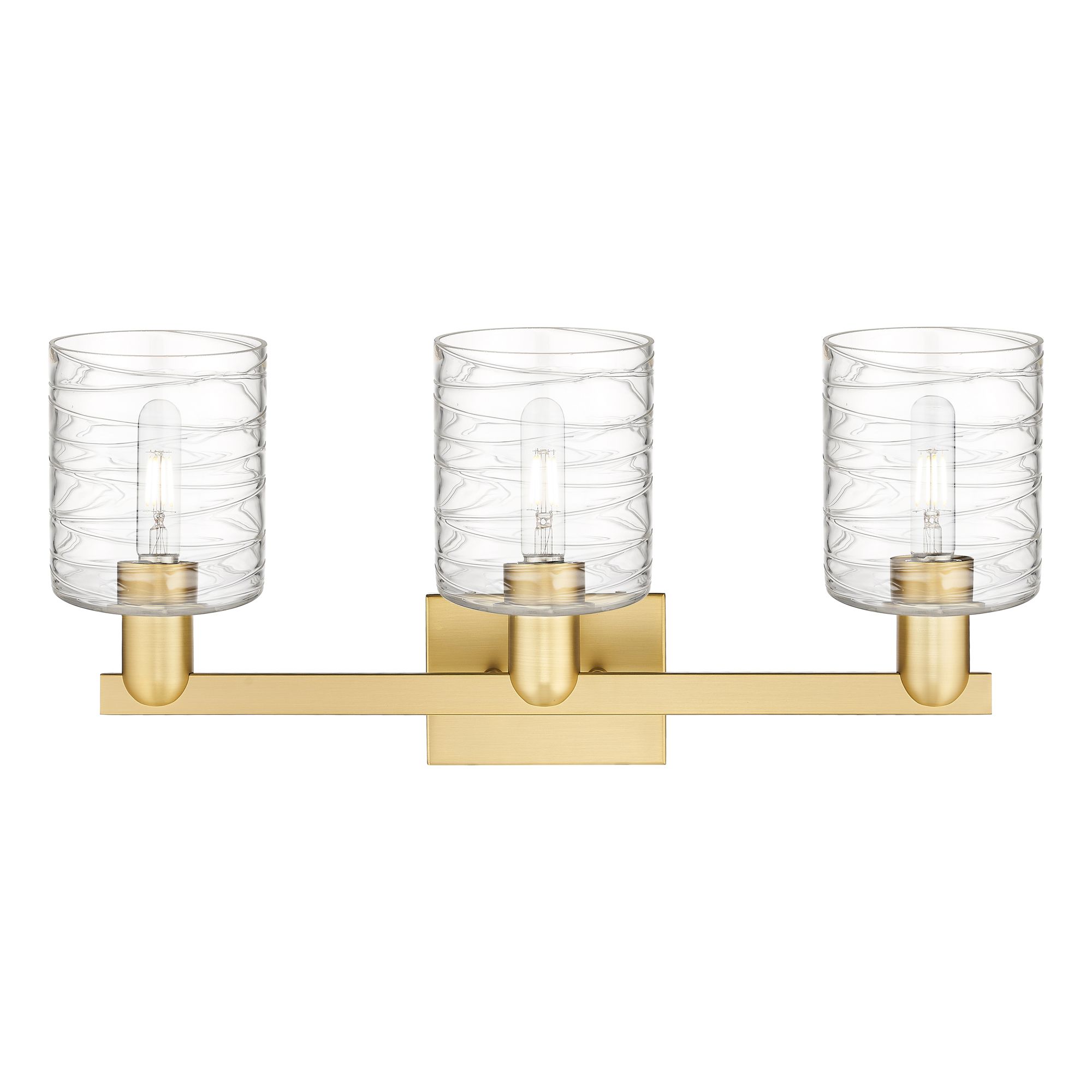 Image 2 Arcadia Cobbleskill 24"W 3 Light Gold Vanity Light w/ Deco Swirl Shade more views