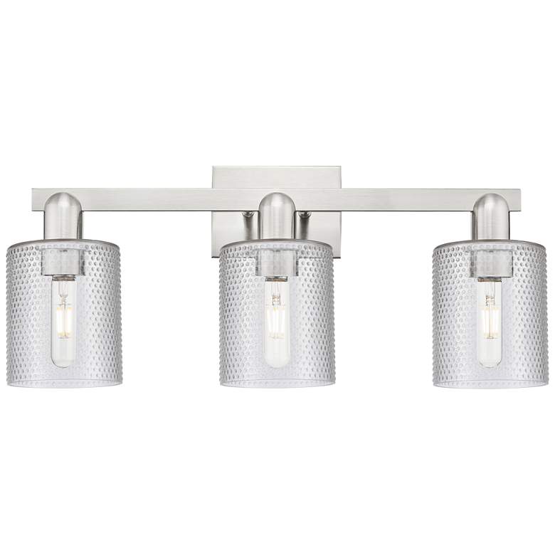 Image 1 Arcadia Cobbleskill 24"W 3 Light Nickel Bath Light w/ Clear Shade
