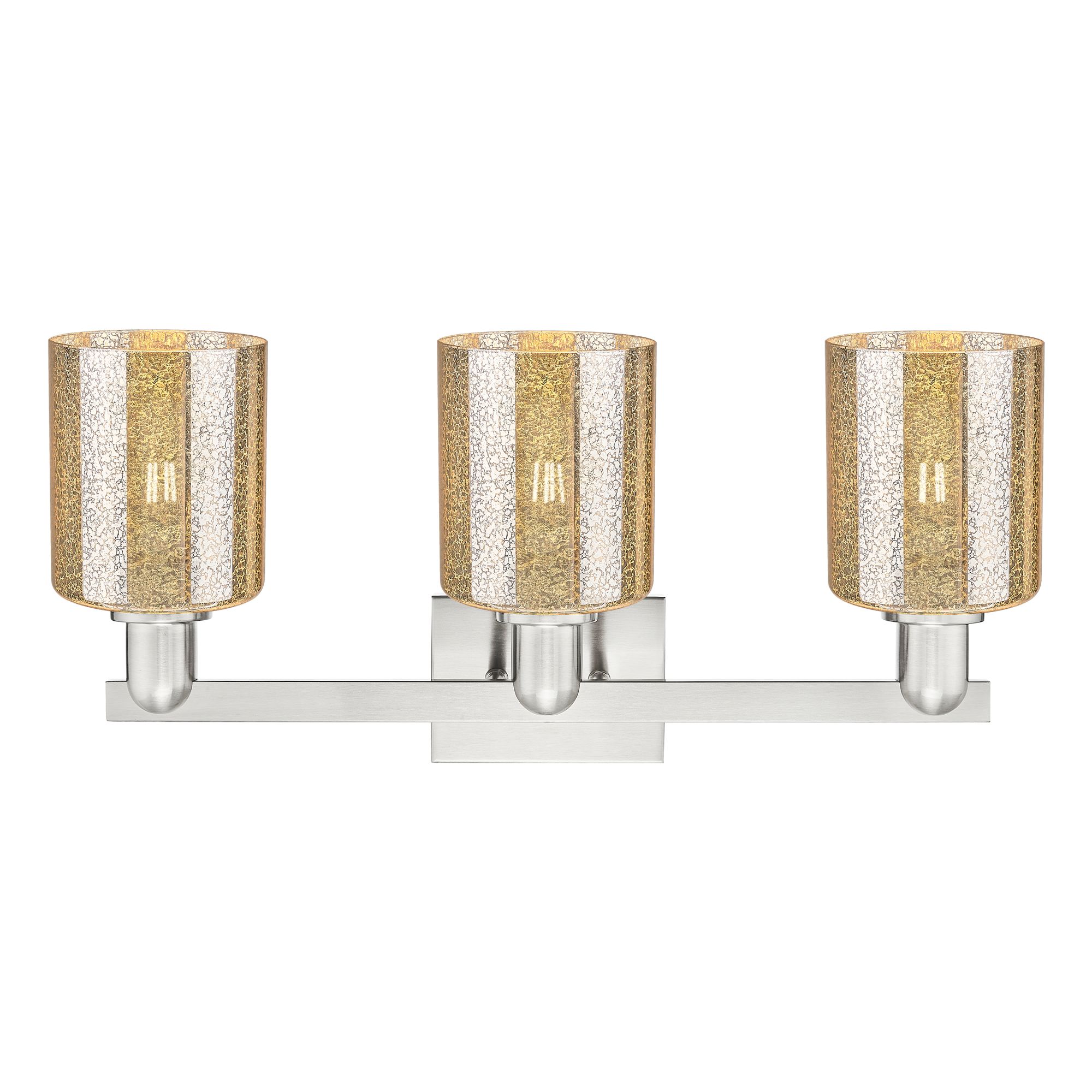 Image 2 Arcadia Cobbleskill 24"W 3 Light Nickel Bath Light w/ Mercury Shade more views