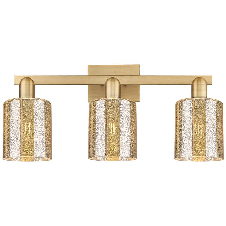 Image 1 Arcadia Cobbleskill 24"W 3-Lt Brushed Brass Vanity w/ Mercury Shade