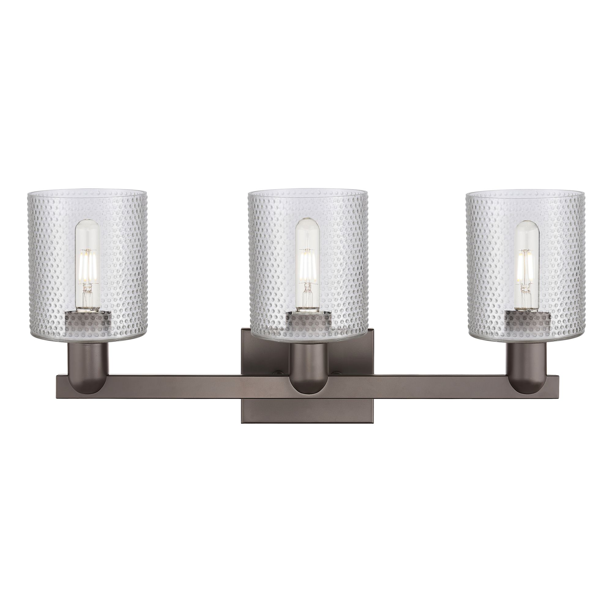 Image 2 Arcadia Cobbleskill 24"W 3-Lt Oiled Bronze Bath Light w/ Clear Shade more views