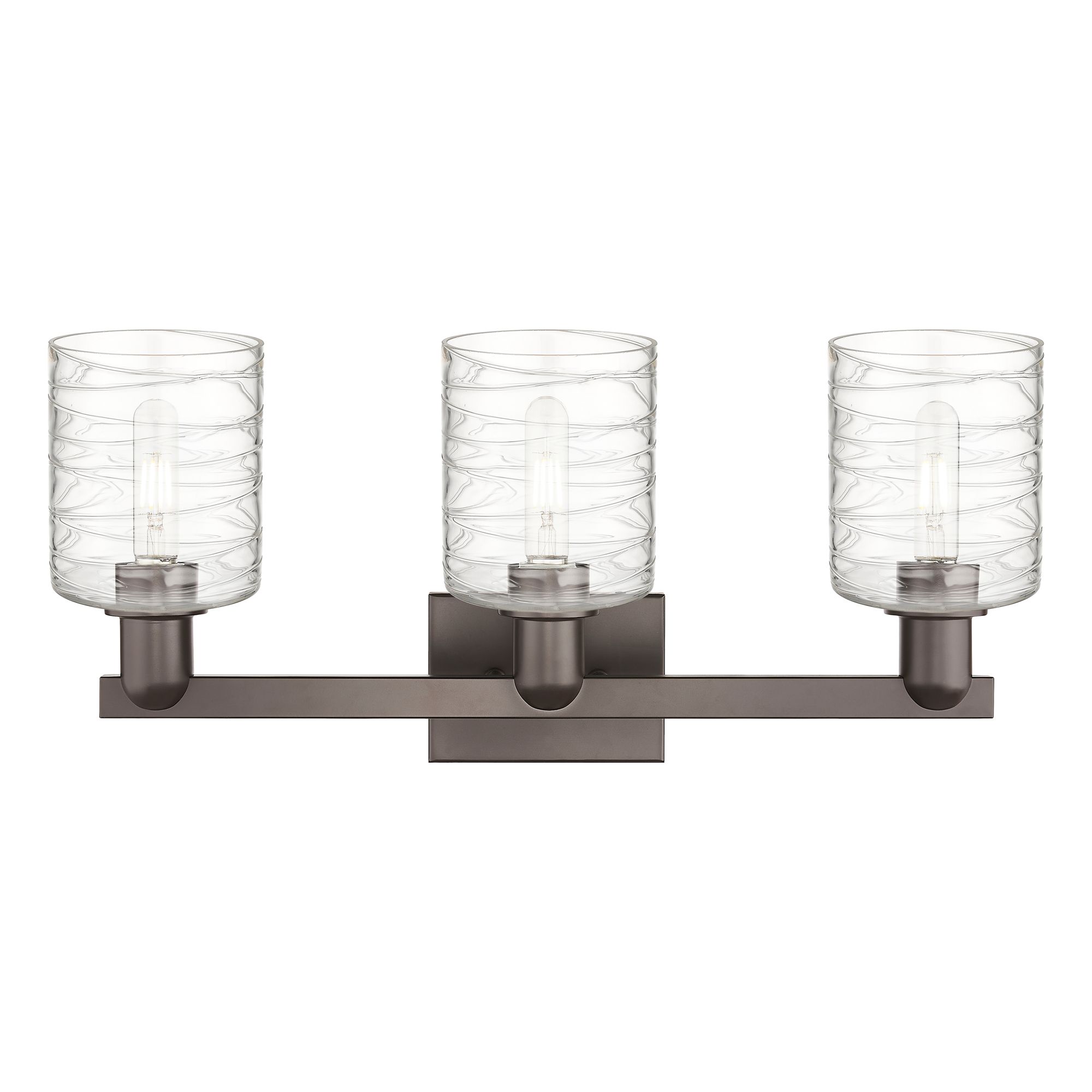 Image 2 Arcadia Cobbleskill 24"W 3-Lt Oiled Bronze Vanity w/ Deco Swirl Shade more views
