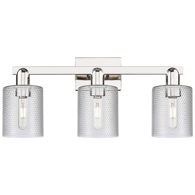 Image 1 Arcadia Cobbleskill 24"W 3-Lt Polished Nickel Vanity w/ Clear Shade