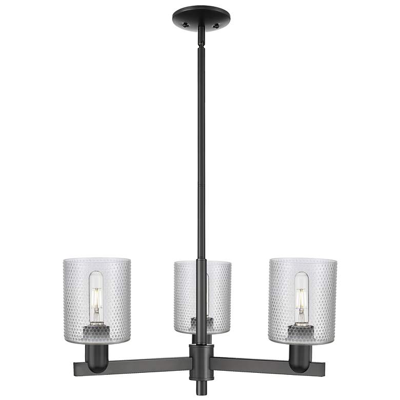 Image 1 Arcadia Cobbleskill 27"W 3 Light Black Stem Chandelier w/ Clear Shade