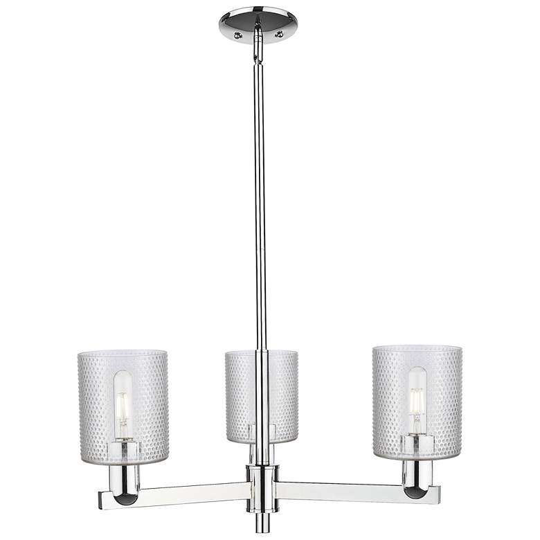 Image 1 Arcadia Cobbleskill 27"W 3 Light Chrome Stem Chandelier w/ Clear Shade