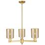 Arcadia Cobbleskill 27"W 3 Light Gold Stem Chandelier w/ Mercury Shade