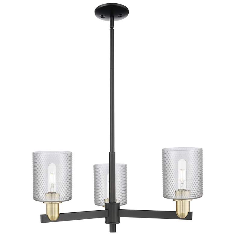 Image 1 Arcadia Cobbleskill 27"W 3-Lt Black Brass Stem Chandelier w/ Clear Shade