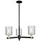 Arcadia Cobbleskill 27"W 3-Lt Black Brass Stem Chandelier w/ Clear Shade