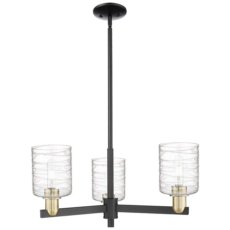 Image 1 Arcadia Cobbleskill 27"W 3-Lt Black Brass Stem Chandelier w/ Deco Shade