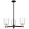 Arcadia Cobbleskill 27"W 3-Lt Black Brass Stem Chandelier w/ Deco Shade