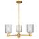 Arcadia Cobbleskill 27"W 3-Lt Brushed Brass Stem Chandelier w/ Clear Shade